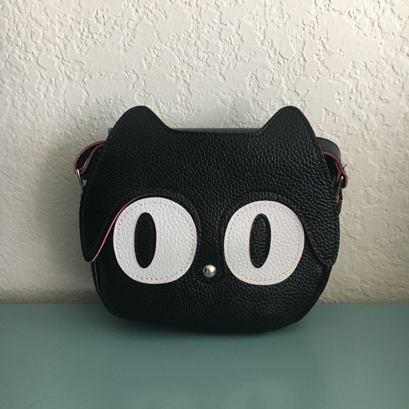 Handbags - LAST ONE Faux Leather Small Black Kitty Crossbody